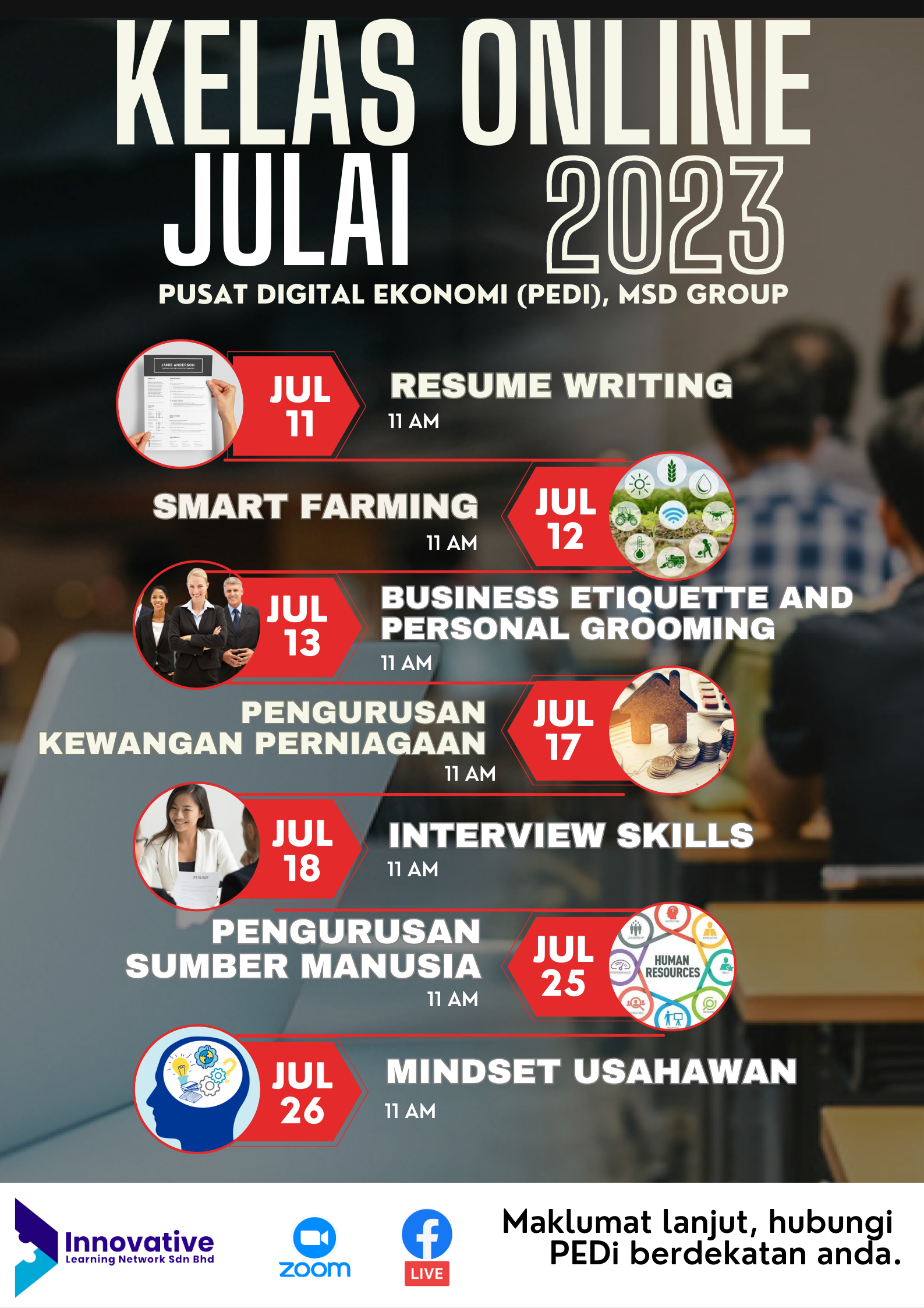 E Poster Kelas Online PEDi Komuniti Julai 2023 1