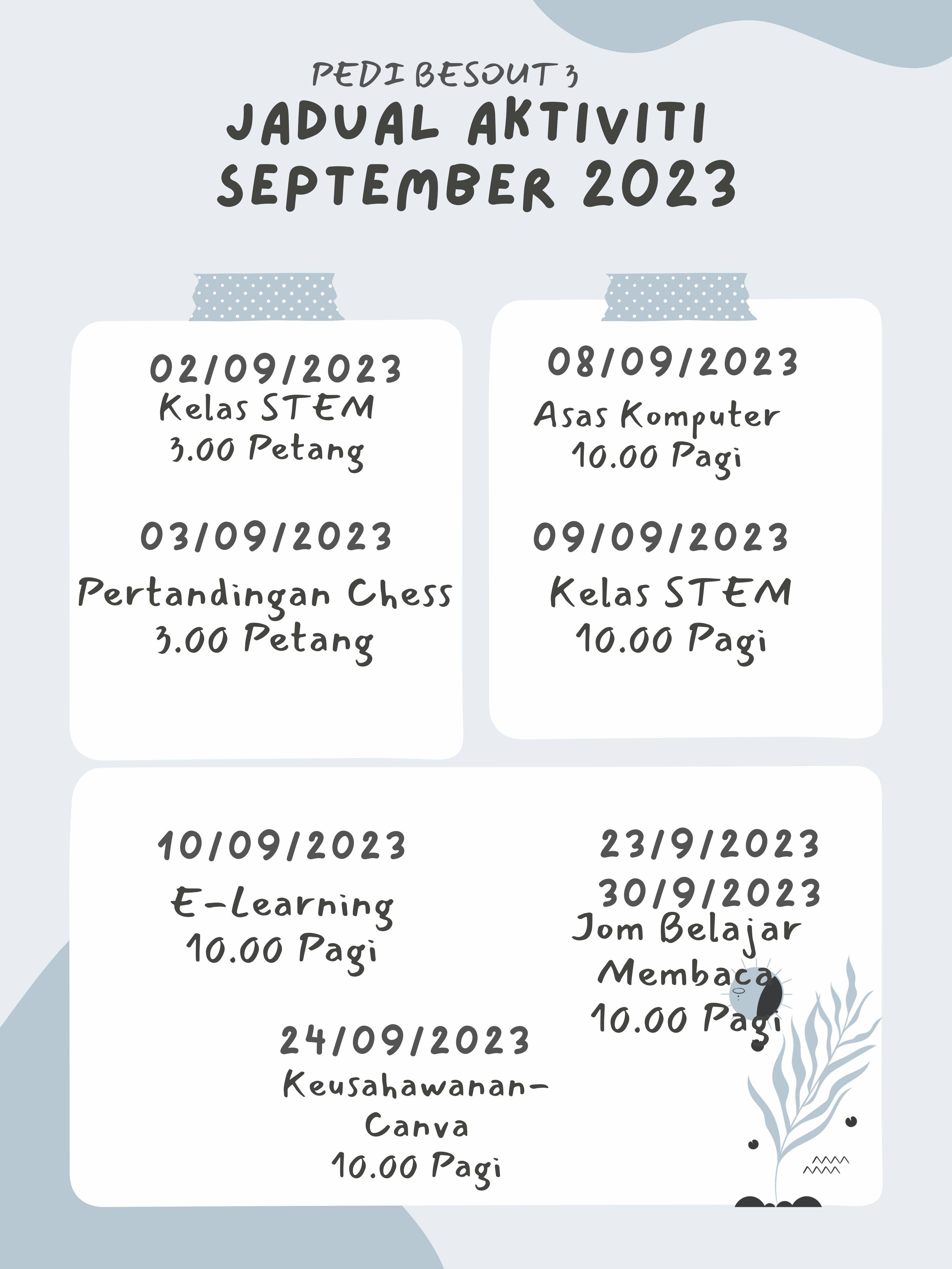 JADUAL AKTIVITI SEPTEMBER 2023